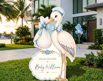 Stork Special Delivery Welcome Home Baby Sign, Personalized Newborn Yard Sign, Baby Announcement, Lawn Sign