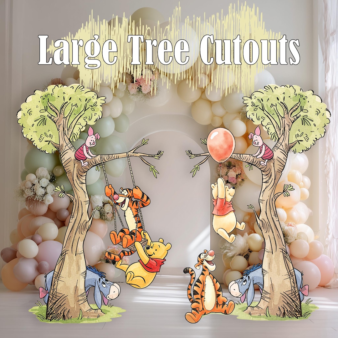 Winnie the Pooh Baby Shower Cutouts, Large Tree Cutout, Birthday