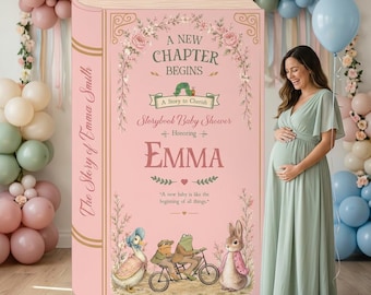 A New Chapter Begins, Pink Baby Shower Decor, Storybook Party Backdrop, Prop Props, Fairytale, Once Upon a Time, Alice in Wonderland