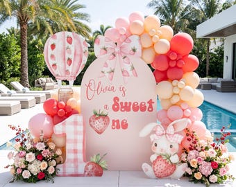 Berry First Birthday Cutouts, Sweet One, First Birthday, Strawberry Decor, Bunny Party Props, Lawn Sign