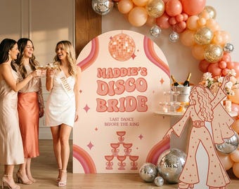 Disco Bride Bachelorette Party Backdrop Set of 2, Bridal Shower Decor, Custom Backdrop, Personalized Sign, Last Dance Party