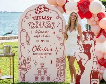 The Last Rodeo Bachelorette Party Backdrop Set of 2, Cowgirl Bridal Shower Decor, Custom Backdrop, Personalized Sign,