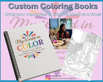 Custom Photo Coloring Book - Personalized Gift, Wedding Keepsake, Family Memory Book, Pet Coloring, Unique Anniversary Gift