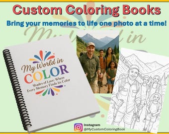 Custom Photo Coloring Book - Personalized Gift, Wedding Keepsake, Family Memory Book, Pet Coloring, Unique Anniversary Gift