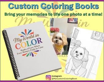 Custom Photo Coloring Book - Personalized Gift, Wedding Keepsake, Family Memory Book, Pet Coloring, Unique Anniversary Gift