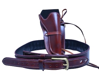 Cinturón vintage de vaquero occidental con presillas para munición, funda de cuero, calibre .22, .357, .38, .44 y .45