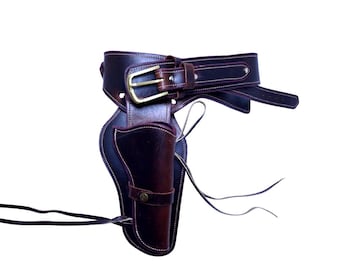 Cinturón vintage de vaquero occidental con presillas para munición, funda de cuero, calibre .22, .357, .38, .44 y .45