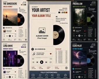 パーソナライズされたアルバムポスター、カスタムアルバムポスター、アルバムカバープリント、トラックリストポスター、音楽好きへのギフト、デジタルダウンロード