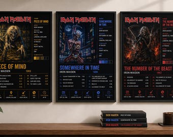 Custom Album Poster Set of 3, Choose Any Heavy Metal Albums, Personalized Rock Wall Art, Metalhead Gift, Printed Posters