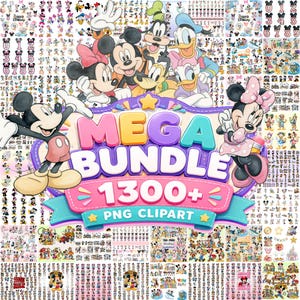 1300+Special Mega Bundle PNG Princess, Mickey Mouse, Sublimation Files Cartoon Bundle , Digital Download