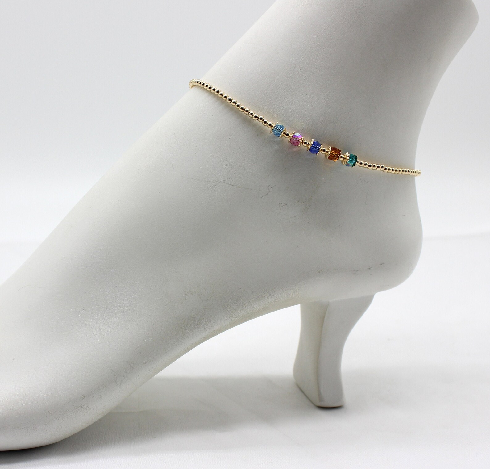Gold Filled Birthstone Ankle Bracelet Mother's Anklet Etsy