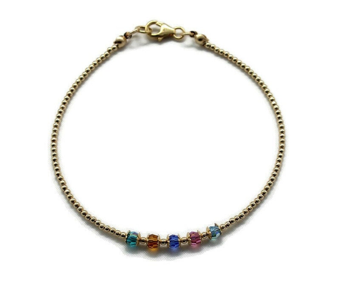 Gold Filled Birthstone Ankle Bracelet Mother's Anklet Etsy