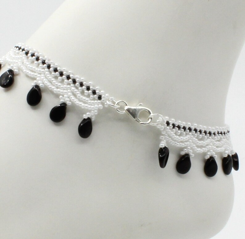 Black and White Ankle Bracelet Seed Bead Foot Jewelry for Etsy