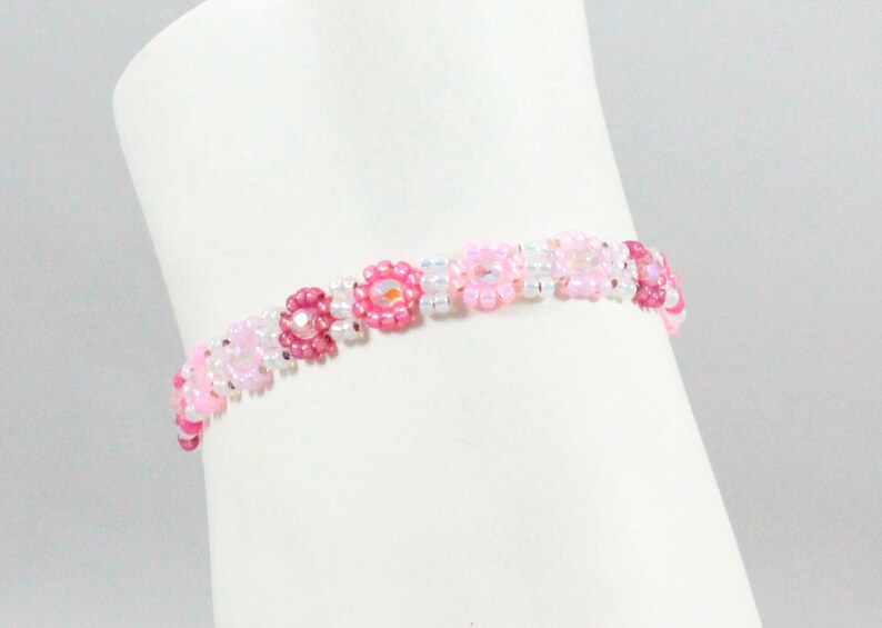 Pink Ankle Bracelet Girls Daisy Chain Anklet Beadwork Etsy