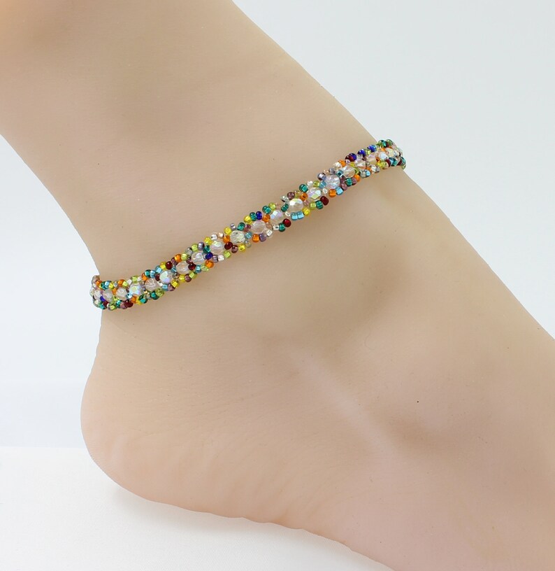 Multicolored Ankle Bracelet Seed Bead Foot Jewelry Gift Etsy