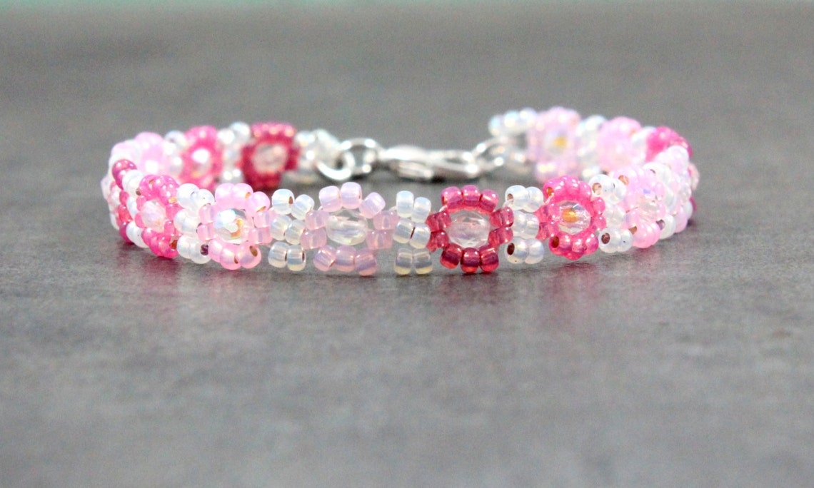 Pink Ankle Bracelet Girls Daisy Chain Anklet Beadwork Etsy