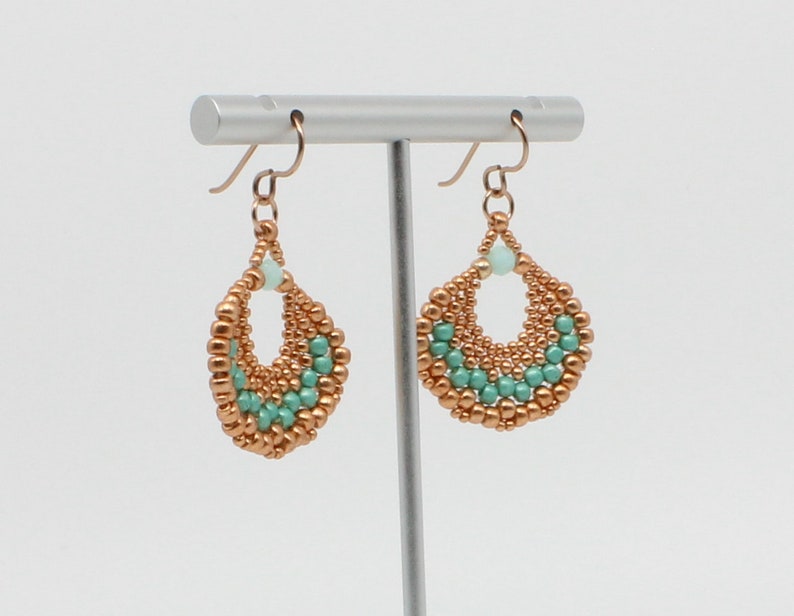 Green Women/'s Earrings Beaded Fan Earrings Seed Bead Jewelry Handmade Jewelry