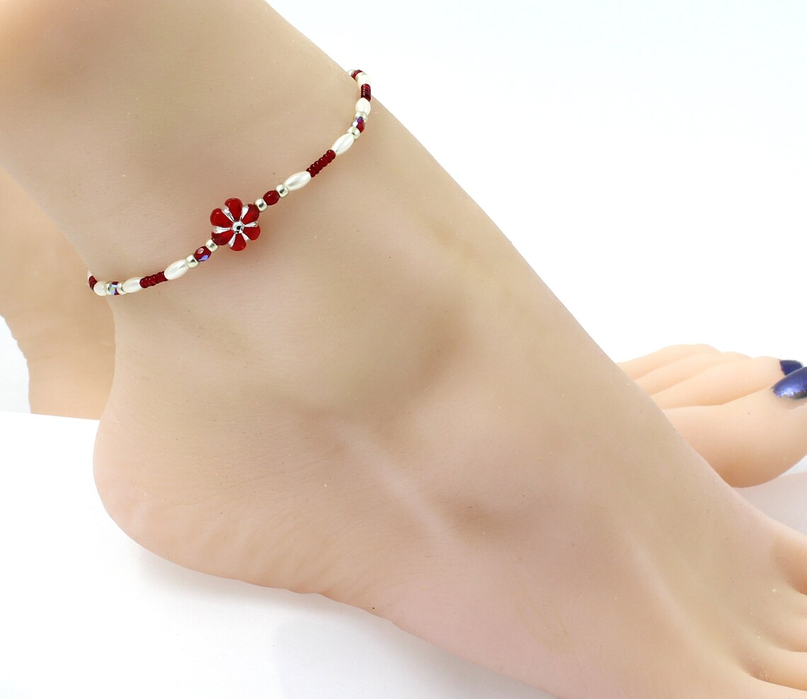 Flower Girl Anklet Jewelry for Kids Elastic Ankle Bracelet Etsy