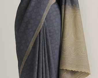 Lucknowi embroidered Mulberry silk saree