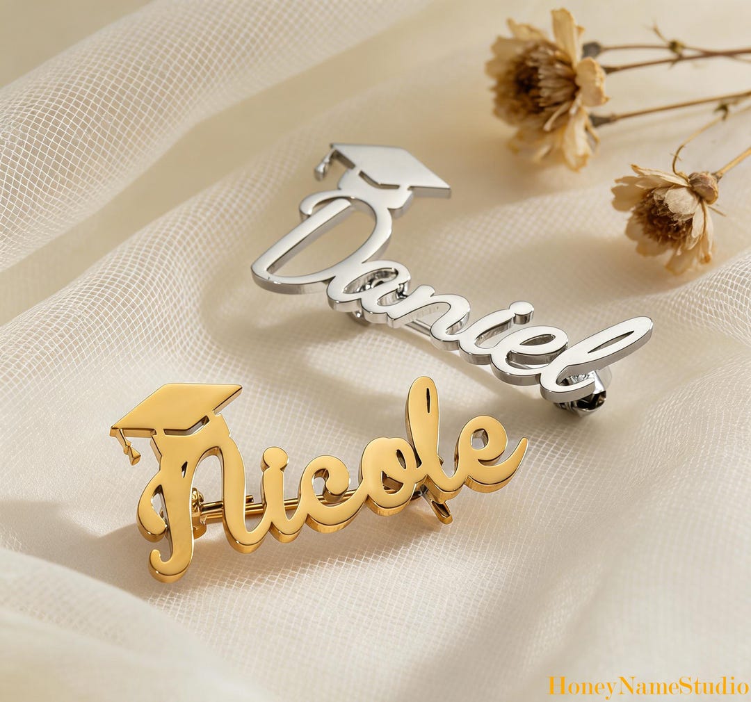 Graduation Brooches Custom Graduation Name Brooch - Personalized Grad Cap Pin - Doctorate ...