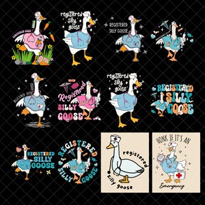 Pacchetto di immagini PNG di Silly Goose registrate, PNG RN, regalo per infermiere, PNG di Oca divertente, regalo divertente, regalo scherzoso, giornata dell'infermiere, PNG di Silly Goose divertente per infermiere