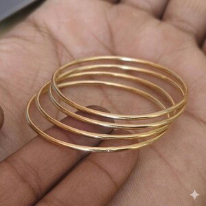 Gold Wire Bangle Bracelet Set, Dainty Stacking Bangles, Everyday Minimal Jewelry
