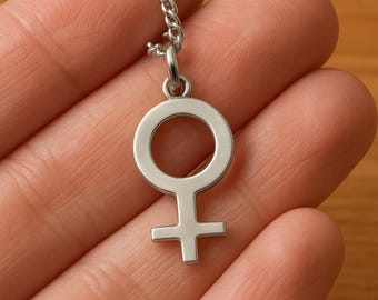 Minimalist Stainless Steel Venus Symbol Necklace, Feminist Jewelry