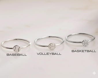 Anillo minimalista con forma de balón deportivo, regalo de joyería para atletas