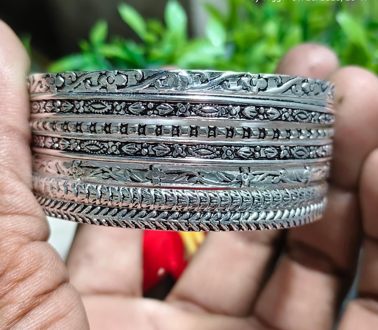 アクセサリー vintage silver Bangles Handmade Sterling Silver Bangle Set: Minimalist Stackable