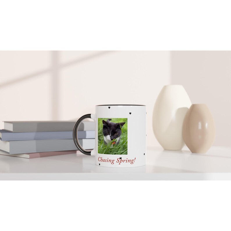 Felix the Cat Frühlingsbecher - 11 Unzen Keramikkaffeebecher mit farbigem Rand Ceramic Black