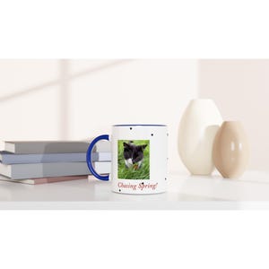 Felix the Cat Frühlingsbecher - 11 Unzen Keramikkaffeebecher mit farbigem Rand Ceramic Blue