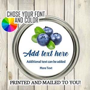 Handmade Blueberry Jam for Canning, Mason Jar Labels, Personalized Jelly Labels, Homemade Labels, Personalized Jar, From the Kitchen