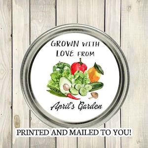 Grown with Love From Garden Vegetables, Personalized labels vegetable  Fresh Produce Design,  Farmers Market Label,  Canning Label,