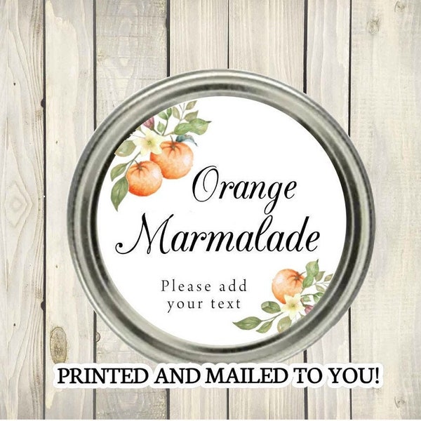 Orange Marmalade lables, Jam labels,  Personalized Jam, Canning labels, Mason Jars lables, Jar, Made with love, From the Kitchen