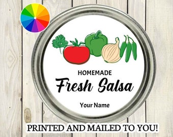 Fresh Salsa Lables, Salsa Canning Custom Sticker Label, Mason Jar Lid Labels, Homemade Label, Canning Jar Stickers, Personalized