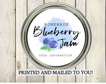 Blueberry Jam labels, Personalized Jam, Jelly & Preserves, Canning labels, Mason Jars lables, Jar, Made with love, From the Kitchen