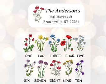30 Custom Return Address Labels Pink Flowers Black Chalkboard Personalized Address Stickers
