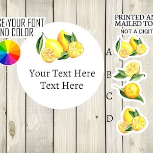 Citrus Lemon Fruit Flower Baby Shower, Grennery, Bridal Shower Stickers, Lemon Birthday Party Thank You Stickers, Lemon Themed Party Labels