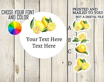 Citrus Lemon Fruit Flower Baby Shower, Grennery, Bridal Shower Stickers, Lemon Birthday Party Thank You Stickers, Lemon Themed Party Labels