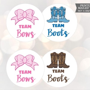 Team Boots or Team Bows Gender Reveal Party Stickers Team Boy, Team Girl, Baby Shower Voting, Favor Tags, Labels, Hershey Kiss