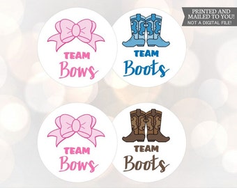 Team Boots or Team Bows Gender Reveal Party Stickers Team Boy, Team Girl, Baby Shower Voting, Favor Tags, Labels, Hershey Kiss