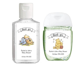 Hand Sanitizer Labels for Baby Shower, Eeyore & Winnie the Pooh Baby Shower Labels, Sanitizer Favor Labels, Snuggles, Stickers Sanitizer
