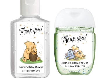 Hand Sanitizer Labels for Baby Shower, Eeyore & Winnie the Pooh Baby Shower Labels, Sanitizer Favor Labels, Snuggles, Stickers Sanitizer