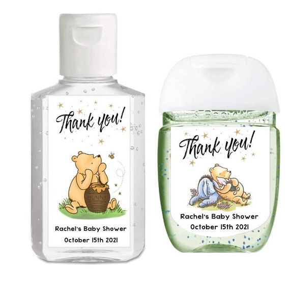 Hand Sanitizer Labels for Baby Shower, Eeyore & Winnie the Pooh Baby Shower Labels, Sanitizer Favor Labels, Snuggles, Stickers Sanitizer