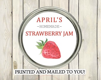 Strawberry Jam labels,  Personalized Jam, Jelly & Preserves, Canning labels, Mason Jars lables, Jar, Made with love, From the Kitchen