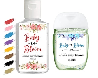 Baby in Bloom Baby Shower Party Hand Sanitizer Label, Garden Stickers,  Thank You Baby Shower Sticker, Party favors, Clean hands, boy, Girl,