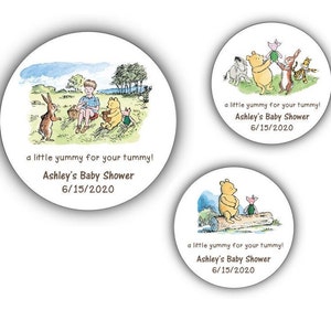 Winnie the Pooh, Yummy For Your Tummy, Stickers, Baby Shower, Birthday, Honey Favors, Classic Winnie the Pooh Baby stickers