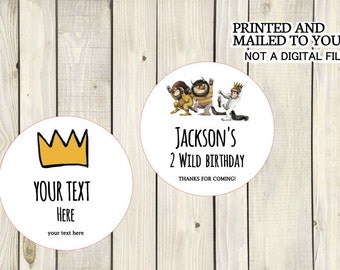 Wild One favor labels, round favor label, hand sanitizer labels, where the wild things are favors, wild one party