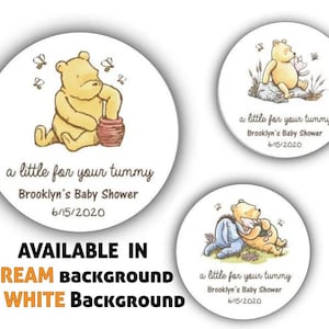Winnie the Pooh, Yummy For Your Tummy, Stickers, Baby Shower, Birthday, Honey Favors, Classic Winnie the Pooh Baby stickers