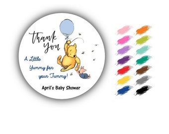Winnie the Pooh, Yummy For Your Tummy, Stickers, Baby Shower, Birthday, Honey Favors, Classic Winnie the Pooh Baby stickers